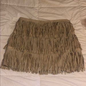 Suede Fringe Skirt